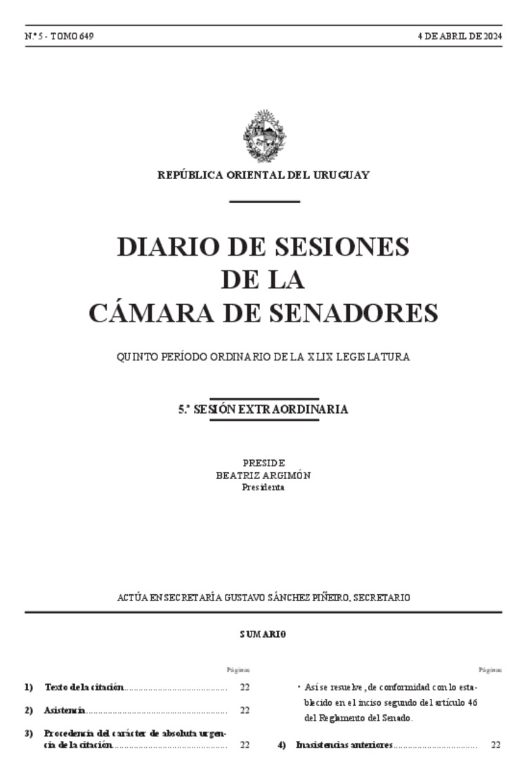 DIARIO DE SESIONES DE LA CAMARA DE SENADORES del 04/04/2024